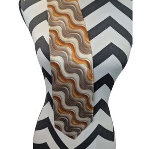 Enzo Brunatti Milano New York 100% Silk Wavy Stripe Tie Mens Modern Abstract Art